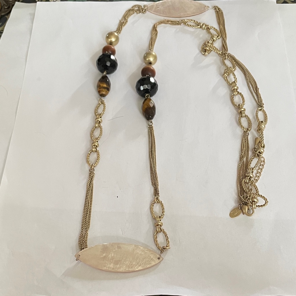 Kiam Family Gold And Brown Beaded Necklace